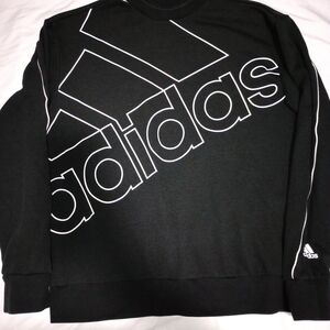 Adidas Black Crewneck Sweater with White Logo Size Large